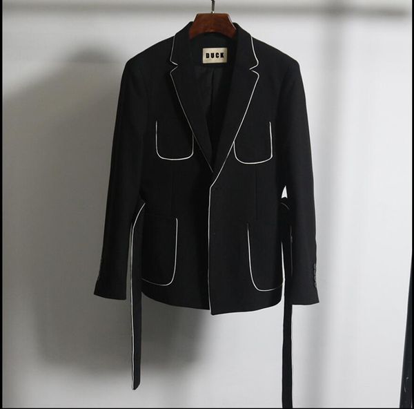 

2020 decoration m-3xl belt men's jacket handsome trend fashion new white banquet suit singer's attire mark eyy4, White;black