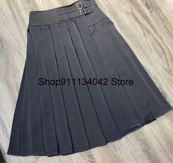 

2020 new ladies fashion solid color pleated half skirt 1118 y1214, Black