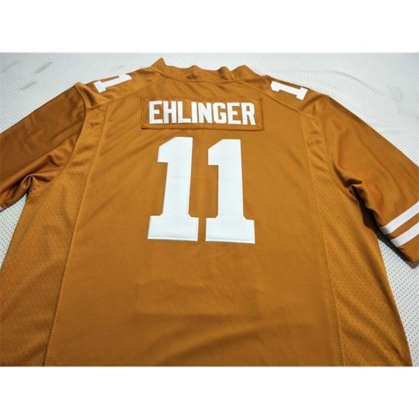 

3421 lady and youth texas longhorns sam ehlinger #11 white orange real full embroidery jersey size s-4xl or custom any name or number jersey, Black