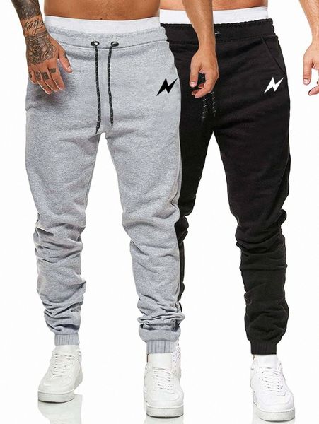 

romwe guys 2 pack lightning print sweatpants y5gt#, Black