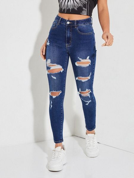 

petite zipper fly ripped skinny jeans q6ex#, Blue