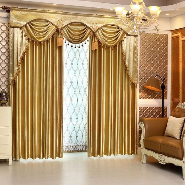 

curtain & drapes custom curtains simple european luxury solid gold color super soft cashmere cloth blackout tulle valance n2401