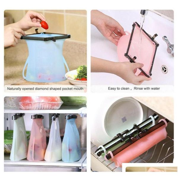 

1000ml foldable sile food preservation bag reusable sealing storage container food fresh bags vegetables sealin qylnbx mj_bag