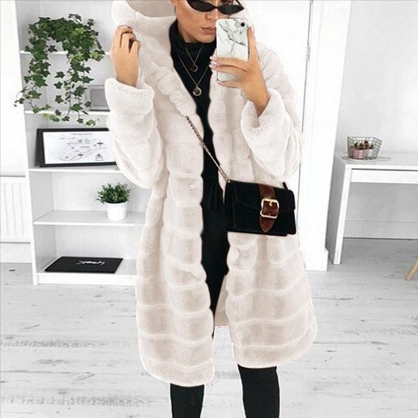 

s 4xl mink coats women 2021 winter fashion solid faux fur coat elegant thick warm outerwear fake fur jacket chaquetas mujer, Black