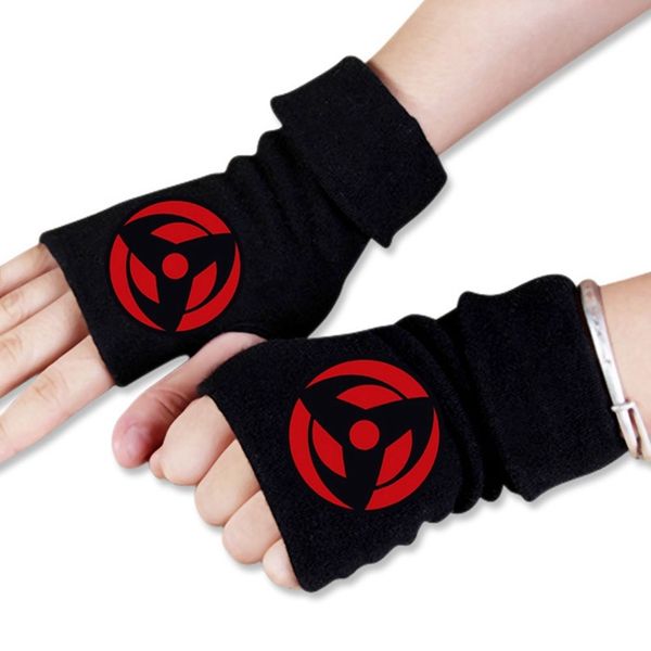 

men women japan anime cartoon naruto ninja hokage winter warm half finger glove cosplay accessories, Blue;gray