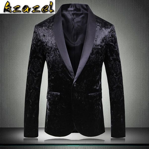 

azazel black men blazer luxury velvet single breasted prom blazers men plus size 4xl 5xl fashion slim fit club party male blazer, White;black