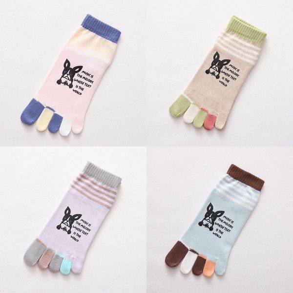 

cms49 five finger women's summer cotton thin cartoon short toenail toenail toe boat tube boat korean socks breathable split toe socks w, Black