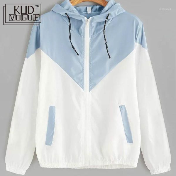 

kudvogue hooded sweatshirt windbreaker jacket zipper pockets 2020 autumn fashion casual long sleeve female jacket coats outwear1, Black