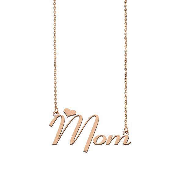 

mom name necklace custom nameplate pendant for women girls birthday gift kids friends jewelry 18k gold plated stainless steel, Silver