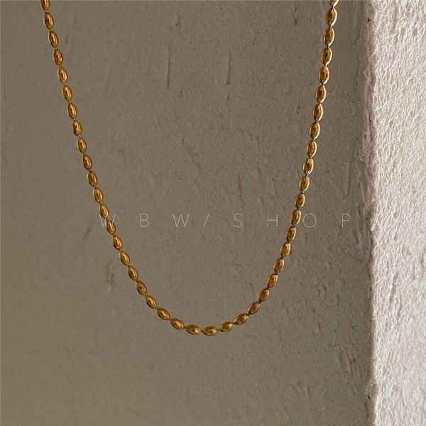 

titanium with 18k gold beaded chains choker necklace women stainless steel jewelry runway gown hiphop rare glam japan ins1, Silver