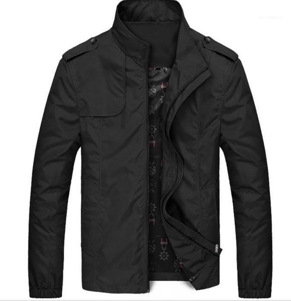 

collar zipper fly coats long sleeved cotton jacket mens clothing mens spring autumn solid jacket stand, Black;brown