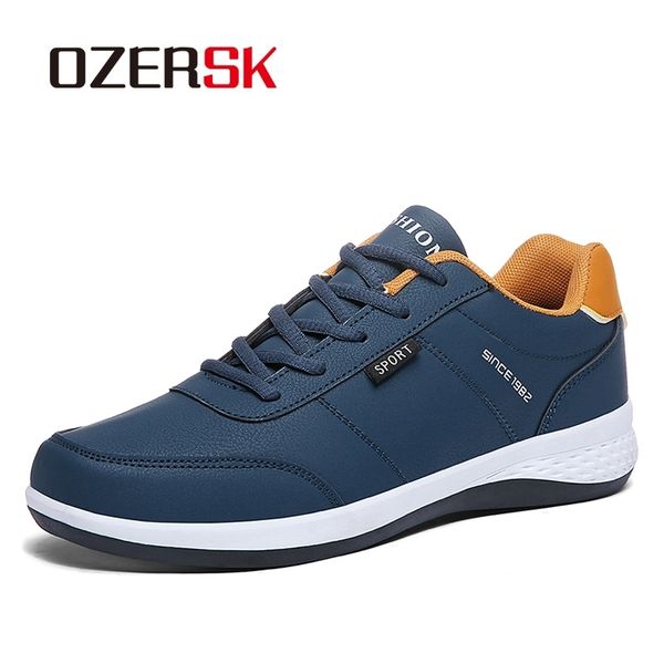 

ozersk men sneakers fashion men casual shoes leather breathable man shoes lightweight male shoes tenis zapatos krasovki y200104, Black