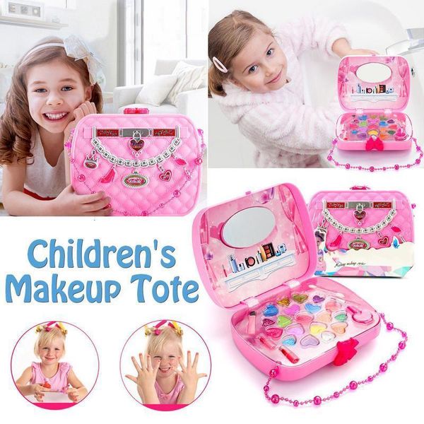 Pretend Play Mädchen Make Up Spielzeug Sicherheit ungiftig Make-up Kit Set Dressing Kosmetik Reisetasche Box Schönheit Spielzeug für Kinder Geschenk LJ201009