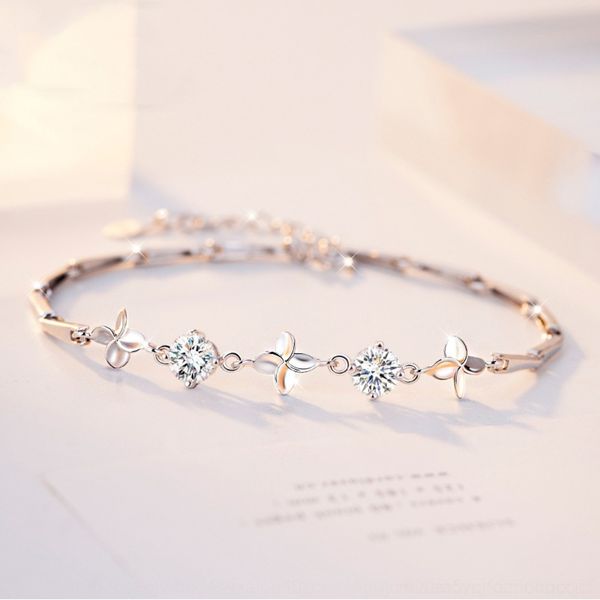 

pcywz сладкий темперамент посеребренные четыре листа браслет braceletgrass серебра braceletbracelet женской моде и японский корейский ювелир, Golden;silver