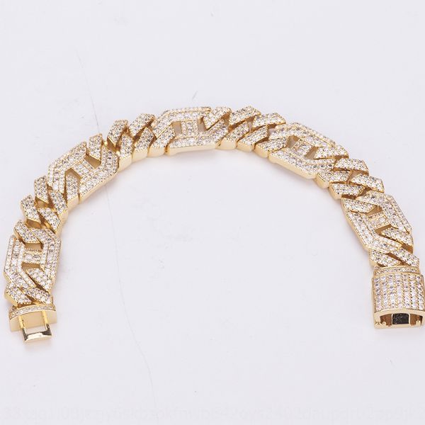 

new hip hop zircon copper cuban bracelet 20cm 14mm gold plated men's jewelry bracelet brabra bracuban bra g0nml, Golden;silver