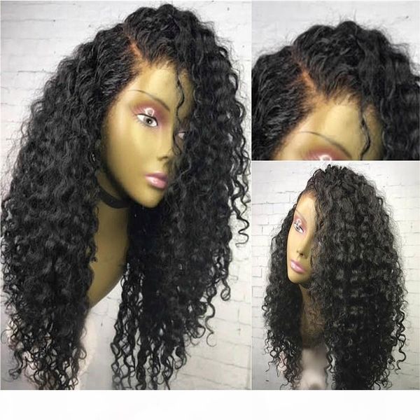 

высокое качество полный шнурок человеческих волос парики бразильский девы волос curly фронта шнурка парики с ребенком волос glueless полные, Black;brown