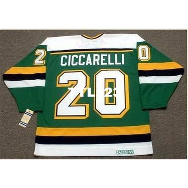 

men #20 dino ciccarelli minnesota north stars 1988 ccm vintage hockey jersey or custom any name or number retro jersey, Black