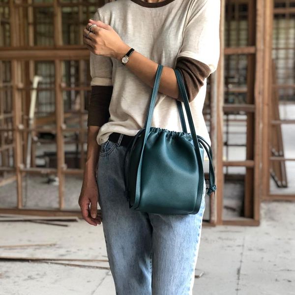 

new type slant bag drawing belt korean head layer soft cotton leather