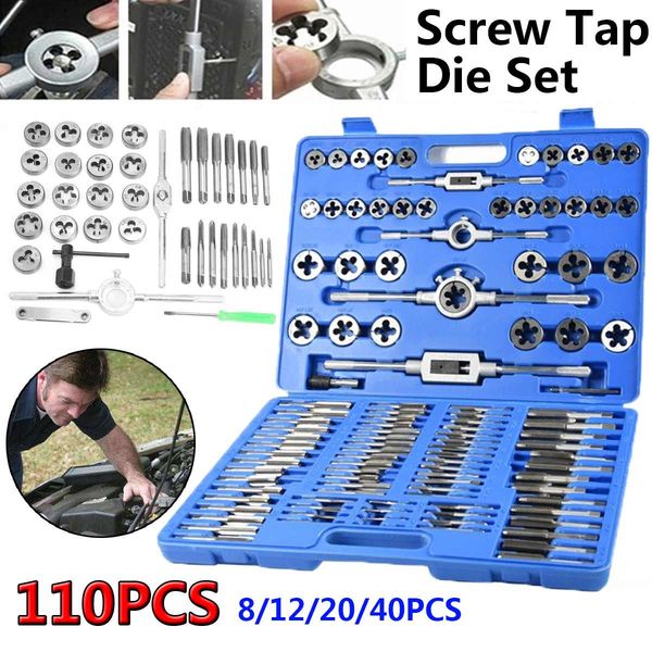

110/40/20/12/8pcs tap and die set tungsten steel titanium tap and die combination set for cutting external & internal threads