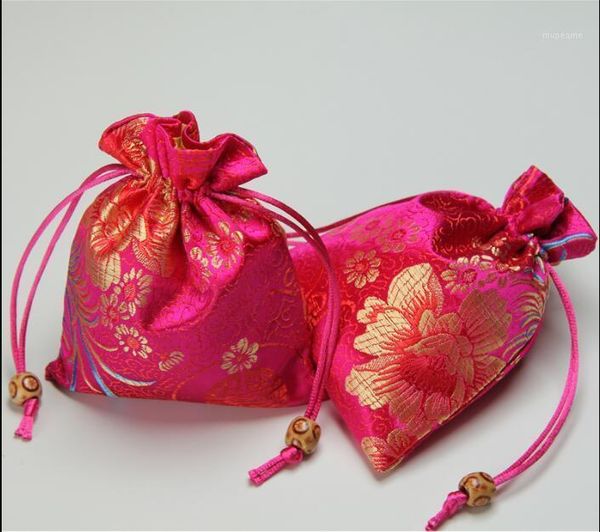 

gift wrap 11 cm * 14cm red high-end handmade medallion drawstring pack bag wedding decoration favors bags 24 pcs1