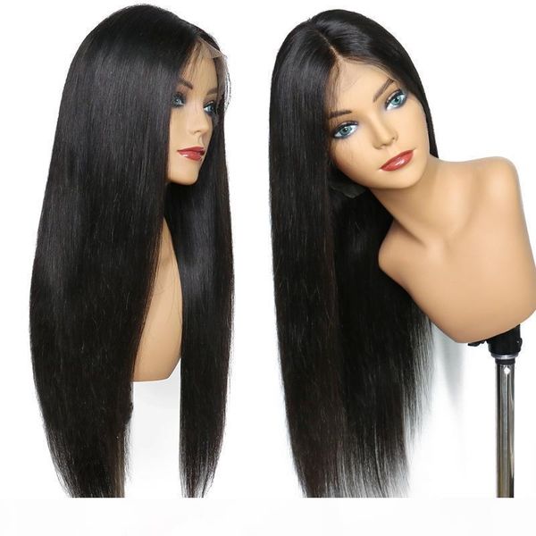 

360 lace frontal wig brazilian virgin hair straight 360 full lace frontal human hair wigs pre plucked with baby hair, Black;brown