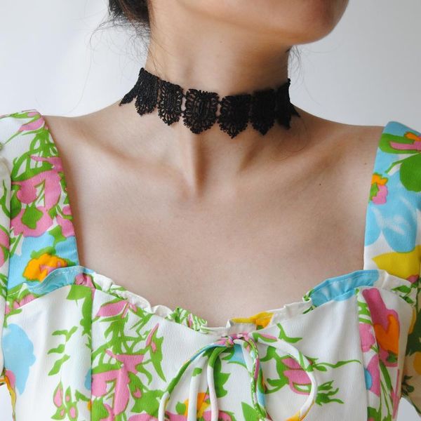 

vintage black rhinestone choker necklace gothic jewelry false collar statement necklace for women accessories girl party jewelry, Silver