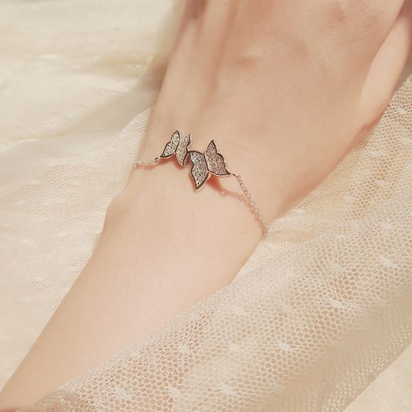 

japanese and korean version of silver bracelet ethnic butterfly butterfly bracelet simple and sweet for female students cool style of forest, Golden;silver
