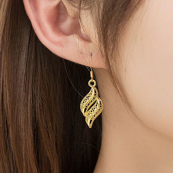 

20pairs/lot european geometric hollow earrings hook metal wavy hollow out ear drop women fashion golden dangle earrings jewelry