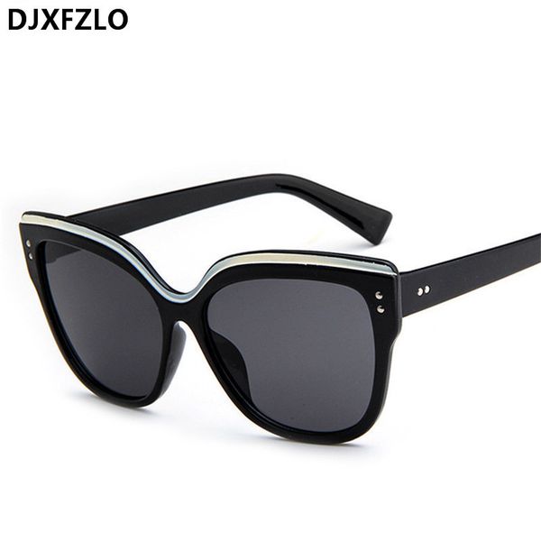 

2020 new fashion cat eye pink sunglasses woman brand designer shades mirror female square sun glasses women coating oculos uv400, White;black