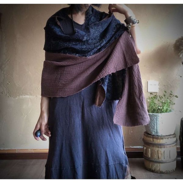 

luogu mud ethnic texture cotton patchwork shawl w032 dark orchid, White