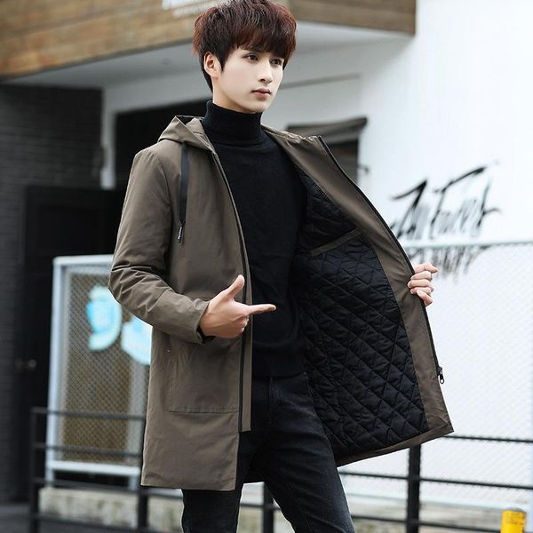 

men jackets autumn winter men's trench coat men casual thicken warm hooded jacket male windbreaker outerwear jaquet man coat 6xl1, Tan;black
