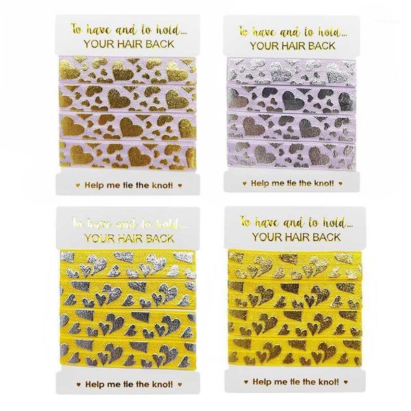 

hair accessories 5/8" gold and silver foil hearts printed foe fold over elastic for valentine day accessories1, Slivery;white
