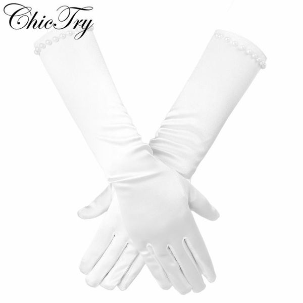 

kids flower girls gloves mittens classic white pearls wedding dress beading gloves teenage formal wedding pageant party props, Blue;gray