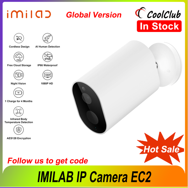 

imilab ec2 ai ip camera wifi wireless battery power smart outdoor security cctv gateway infrared night vision ip66 camera