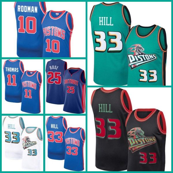 

detroit pistons jersey grant 33 hill dennis 10 rodman isiah 11 thomas jerseys basketball derrick 25 rose men jamal 27 murrayasa, Black;red