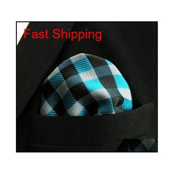 

ph13 checked light blue black grey gray white pocket square mens neckt qylenl homes2007, Blue;white