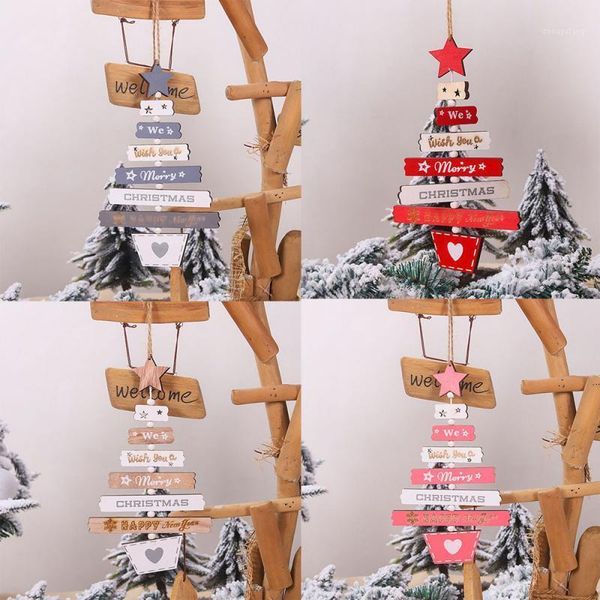 Decorações de Natal Ano Ornamento de madeira natural de madeira pendulações pendentes presentes em casa festa de presente de natal decoração