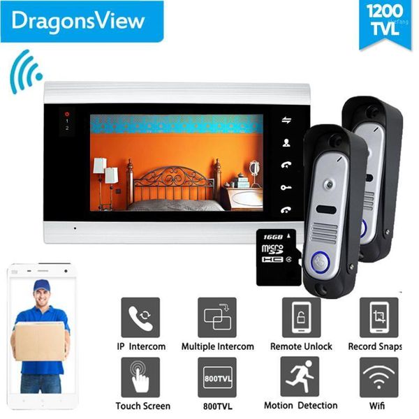 

dragonsview 7 inch wifi intercom ip wireless video door phone intercom system wired doorbell with camera unlock motion record1