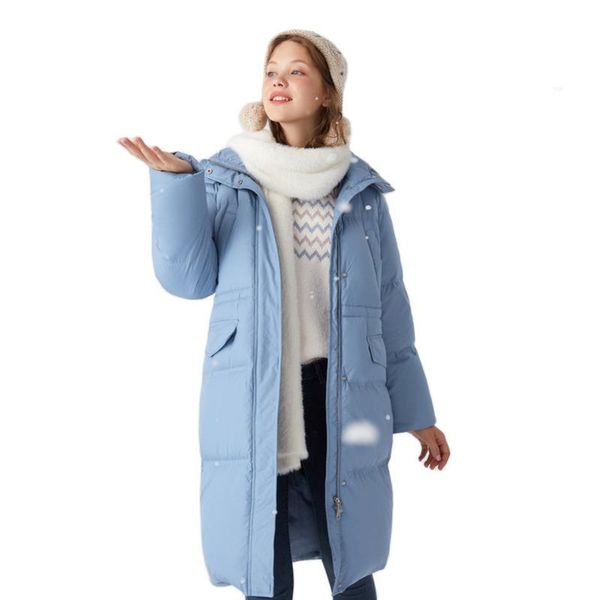 

semir long young waist jacket women coat hooded fur collar down new outwear winter 2020 loose for woman girl clxxr, Black