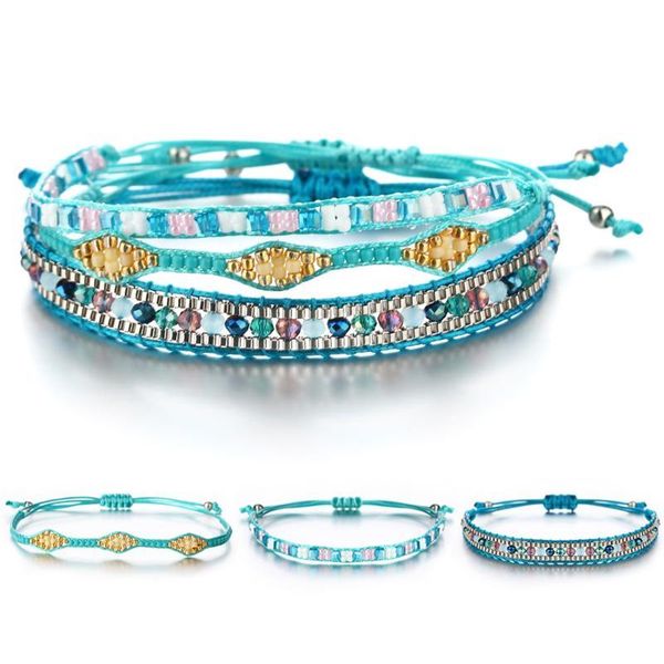 

bohemian crystal beads friendship braided rope bracelets for women charms cotton weave rope chain bracelet men jew wmtizo, Golden;silver