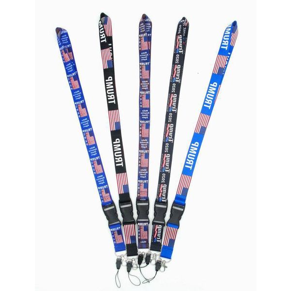 

5 colors trump lanyard chest card strap removable flag of the united states key chains string party gift 50*2.5cm