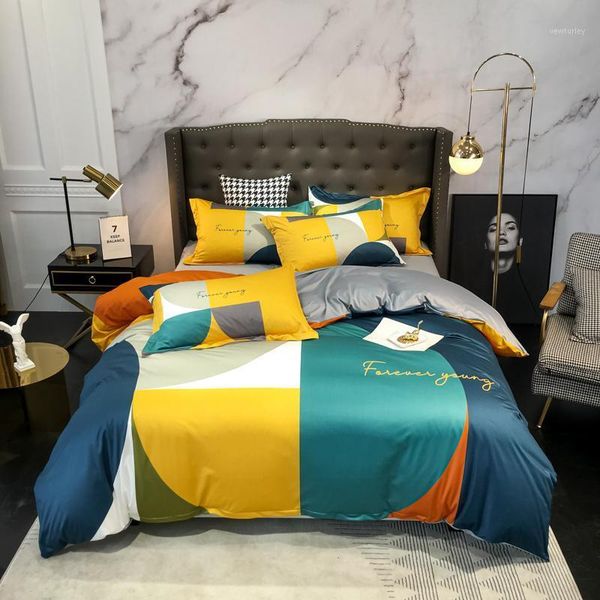 

bedding sets set 4pcs  bohemia cashmere knitted cotton european style duvet cover flat sheet drop color matching1