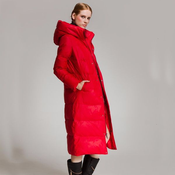 

women's winter and long thick white duck feather woman's coat, 2020