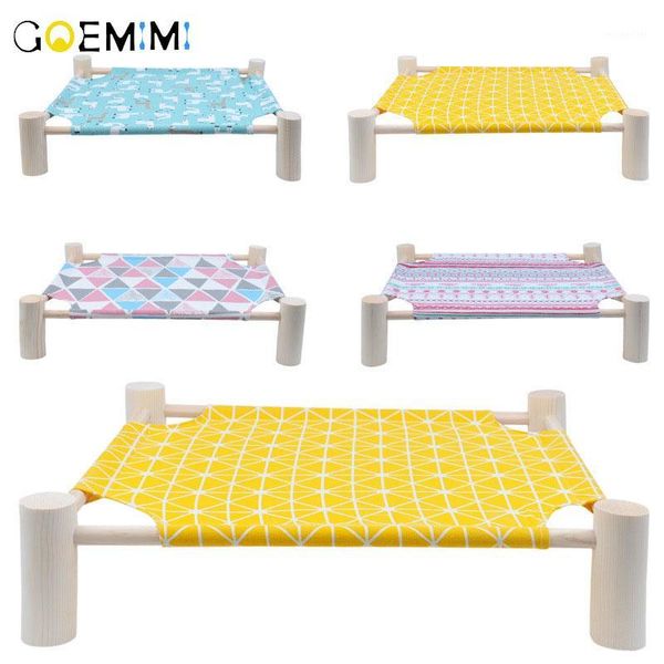 

cat beds & furniture canvas bed house elevated hammocks wood lounge for small dogs cats pet accessories1