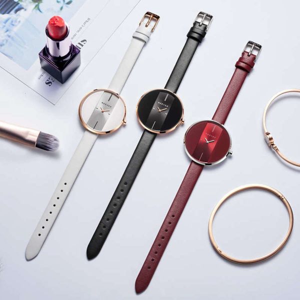 

watch pointer stainless steel round women's compact red watch multi color optionalaoen, Slivery;brown