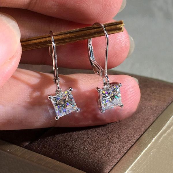 

stud 2 pcs/set women earrings fashion square crystal pendant gold silver color earring set exquisite engagement jewelry gifts, Golden;silver