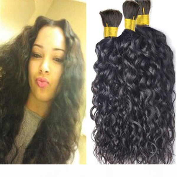 

hair bulk no weft 8a peruvian natural wave hair 3 bundles curly human hair for micro braids bulks, Black