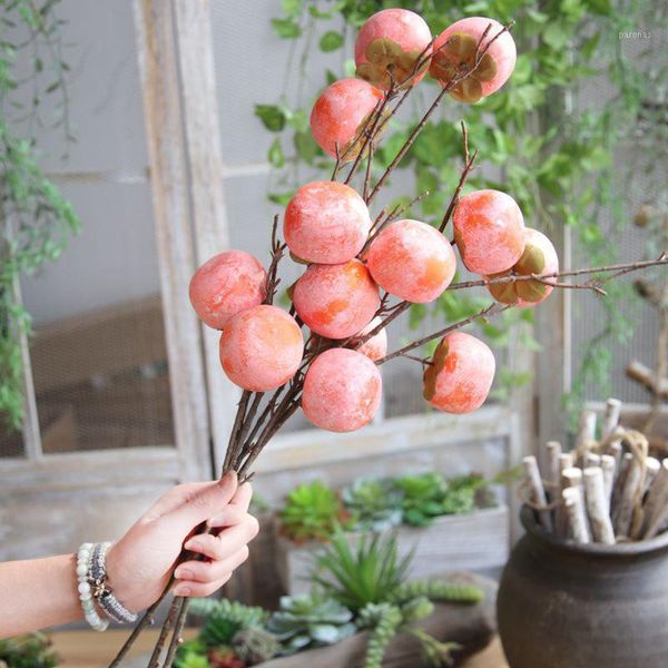 

decorative flowers & wreaths artificial fruit persimmon flower pomegranate berries bouquet floral garden home decoration decoracao casa1