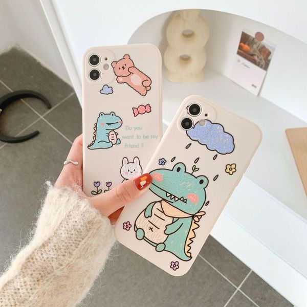 

crocodile 11promax camera 12 mobile cartoon phone case for soft xr / 8plus female