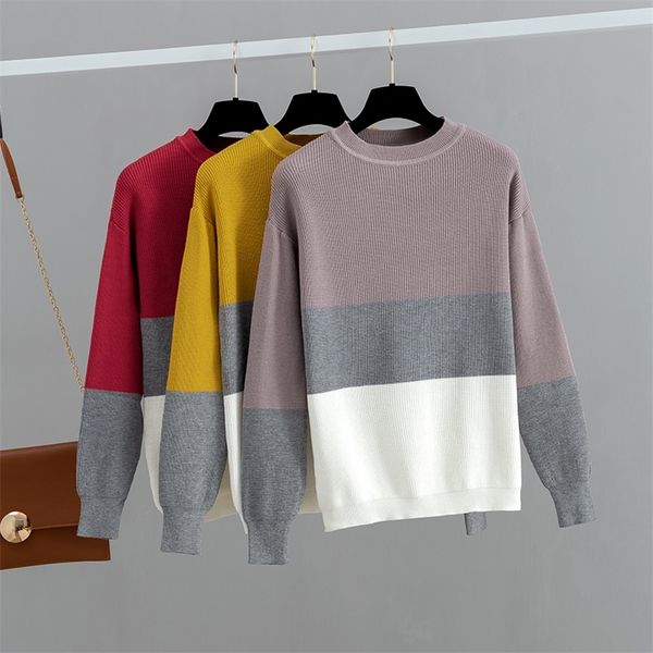 

gigogou knit basic crewneck women sweater autumn winter thick pullover soft female jumper chic jersey mujer pull femme hiver lj201126, White;black